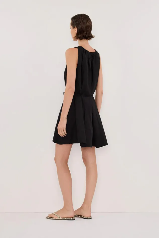 DISSH Mini Dresses ISABELLE BLACK MINI LINEN DRESS 8211 Women