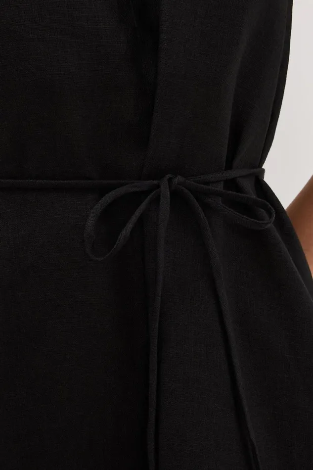 DISSH Mini Dresses ISABELLE BLACK MINI LINEN DRESS 8211 Women