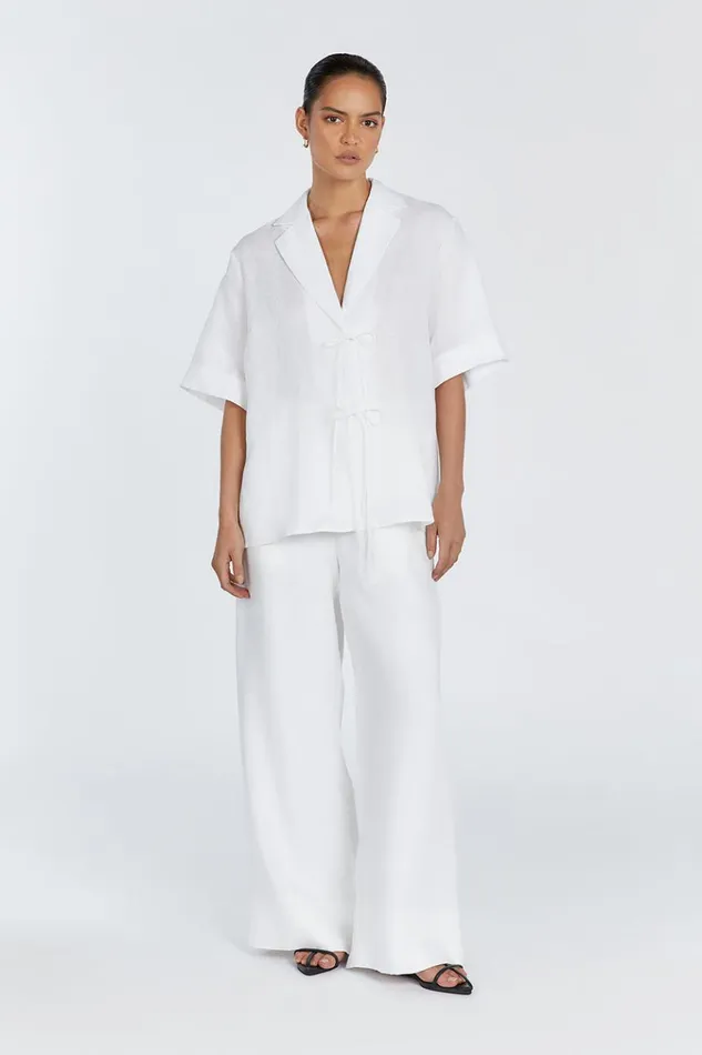 DISSH Shirts EMELIA WHITE LINEN WRAP SHIRT 8211 Women