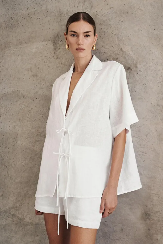DISSH Shirts EMELIA WHITE LINEN WRAP SHIRT 8211 Women