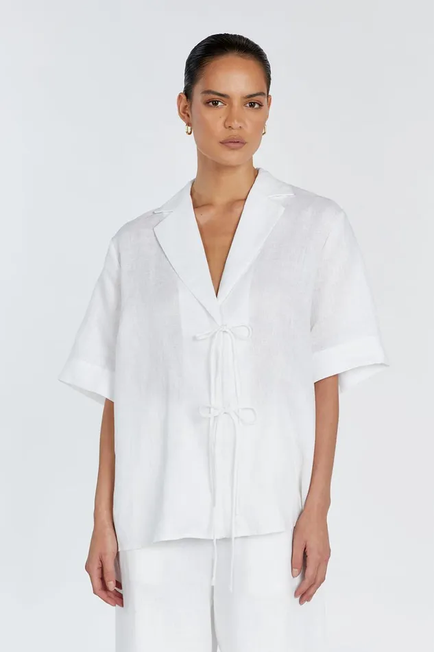 DISSH Shirts EMELIA WHITE LINEN WRAP SHIRT 8211 Women