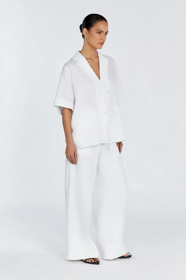 DISSH Shirts EMELIA WHITE LINEN WRAP SHIRT 8211 Women