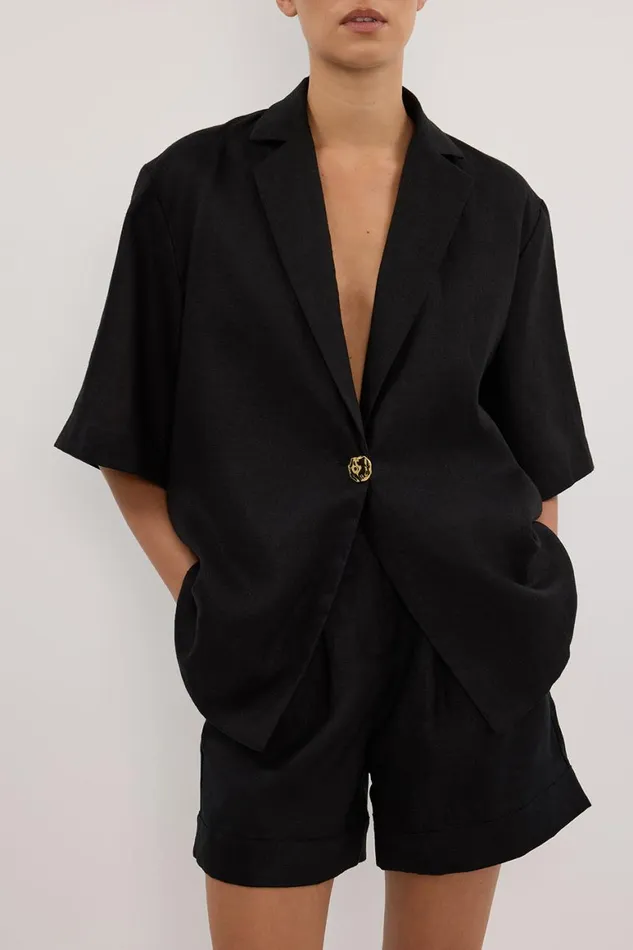 DISSH Shirts NALA BLACK LINEN RESORT SHIRT 8211 Women