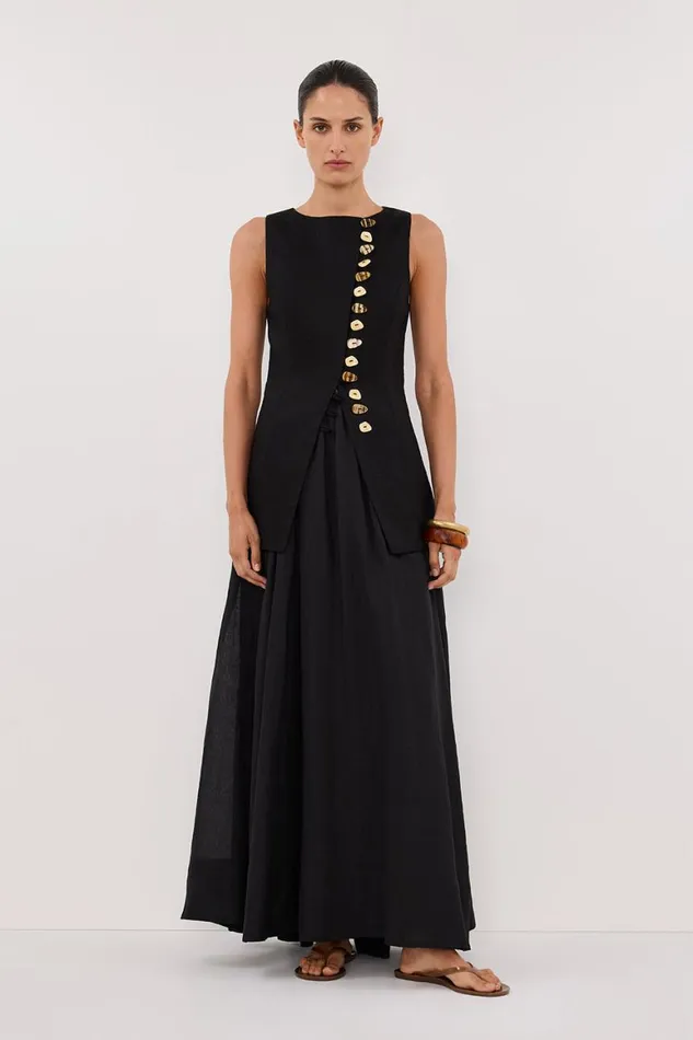 DISSH Tops BAYLEE BLACK SLEEVELESS LINEN TOP 8211 Women