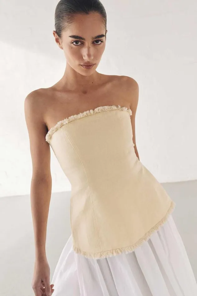 DISSH Tops ZAHARA LEMON LINEN FRINGED TOP 8211 Women