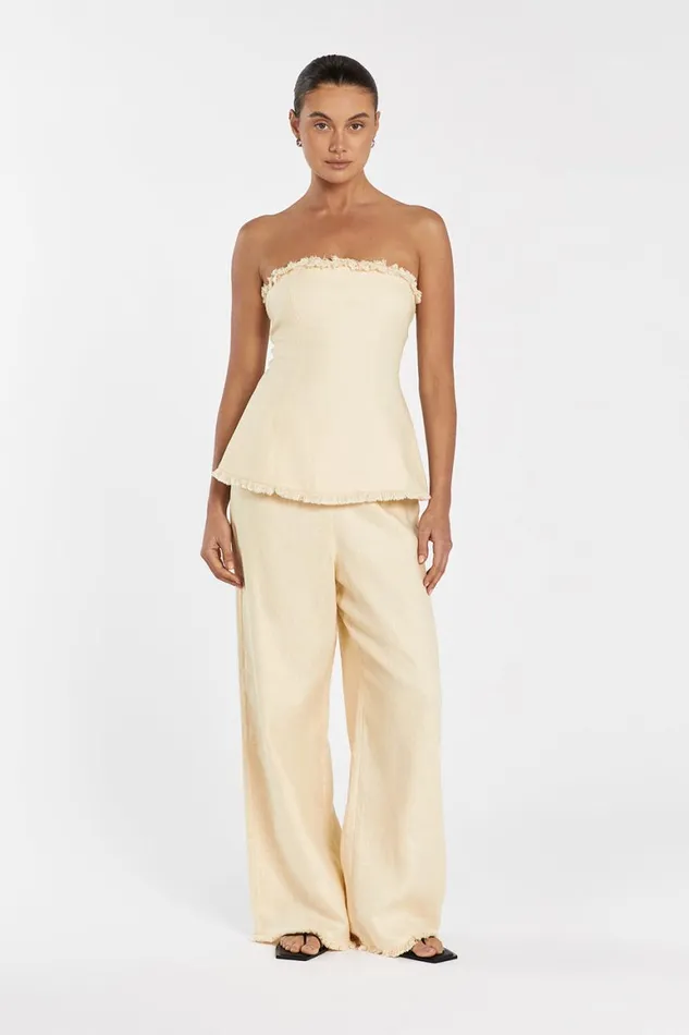 DISSH Tops ZAHARA LEMON LINEN FRINGED TOP 8211 Women