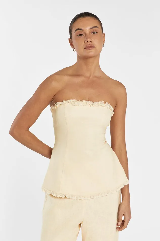 DISSH Tops ZAHARA LEMON LINEN FRINGED TOP 8211 Women
