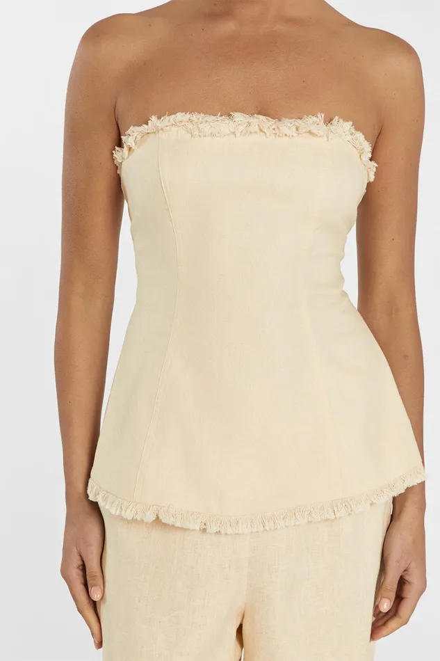 DISSH Tops ZAHARA LEMON LINEN FRINGED TOP 8211 Women