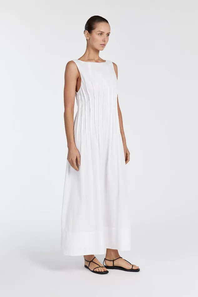 DISSH White Dresses MANA WHITE LINEN MIDI DRESS 8211 Women