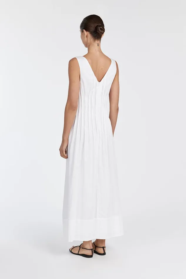 DISSH White Dresses MANA WHITE LINEN MIDI DRESS 8211 Women