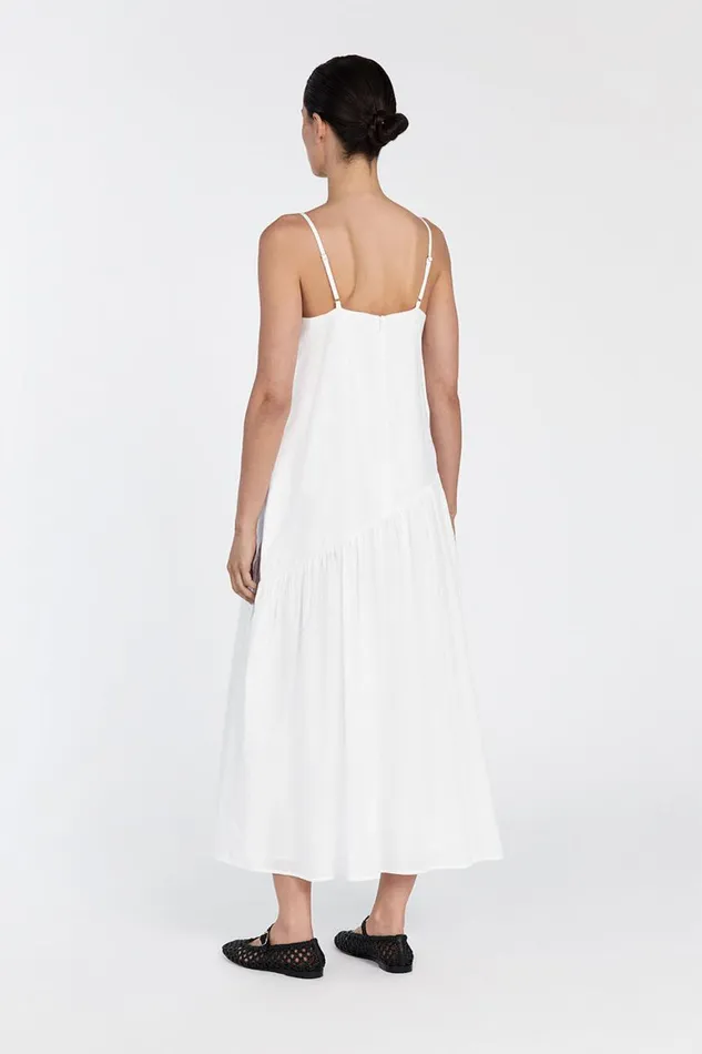DISSH White Dresses NOAH WHITE LINEN ASYM MIDI DRESS 8211 Women