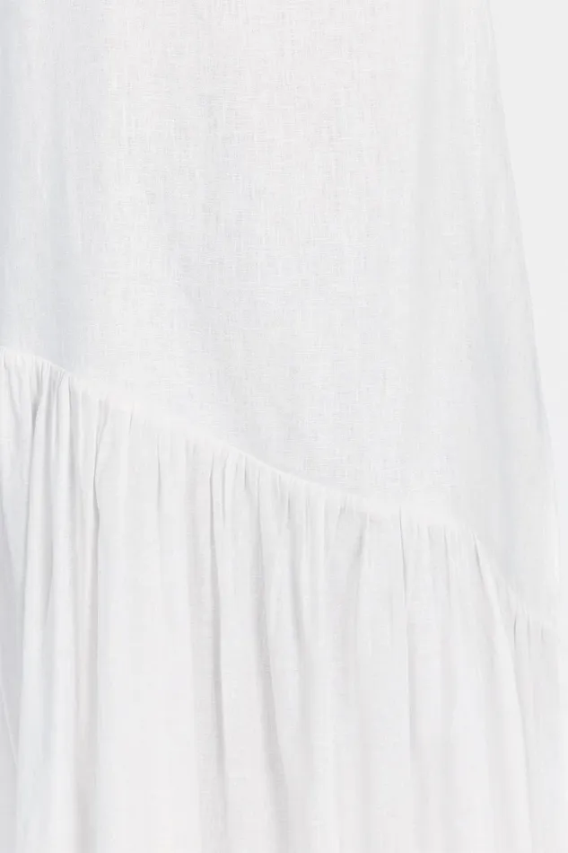 DISSH White Dresses NOAH WHITE LINEN ASYM MIDI DRESS 8211 Women