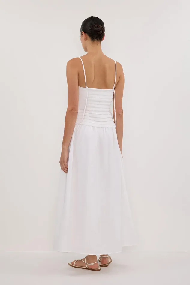 DISSH White Dresses REECE WHITE LINEN MIDI DRESS 8211 Women