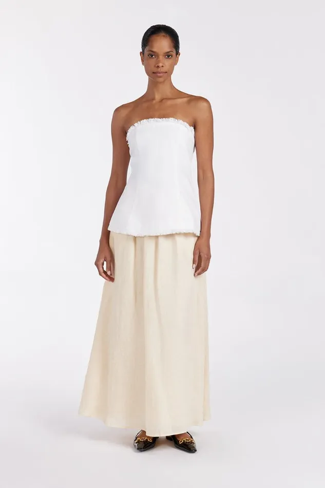 DISSH White Tops ZAHARA WHITE LINEN STRAPLESS TOP 8211 Women