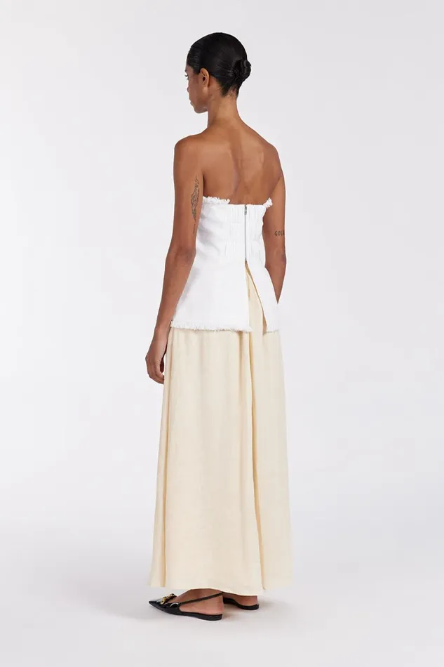 DISSH White Tops ZAHARA WHITE LINEN STRAPLESS TOP 8211 Women
