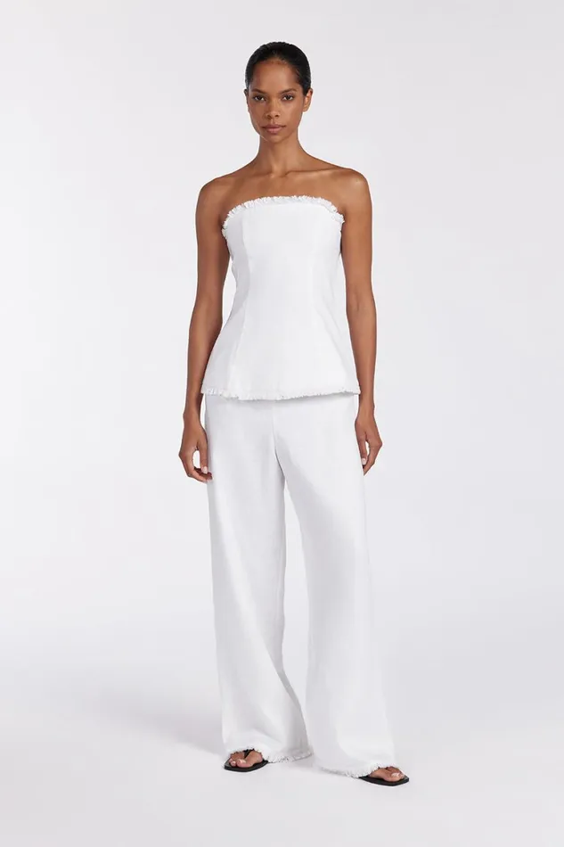 DISSH White Tops ZAHARA WHITE LINEN STRAPLESS TOP 8211 Women