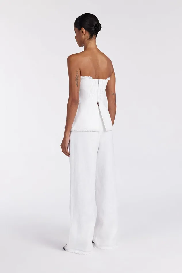 DISSH White Tops ZAHARA WHITE LINEN STRAPLESS TOP 8211 Women