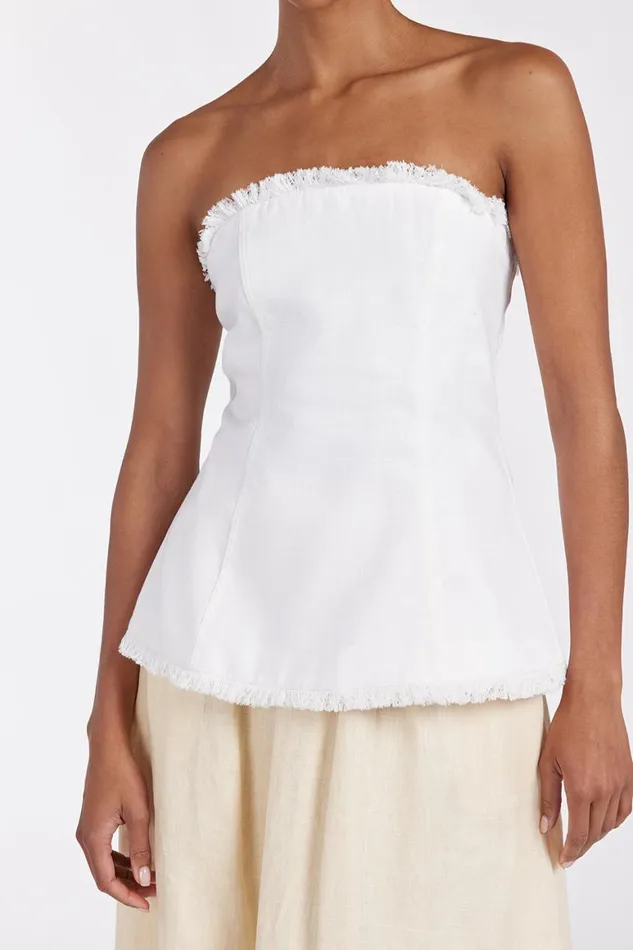 DISSH White Tops ZAHARA WHITE LINEN STRAPLESS TOP 8211 Women
