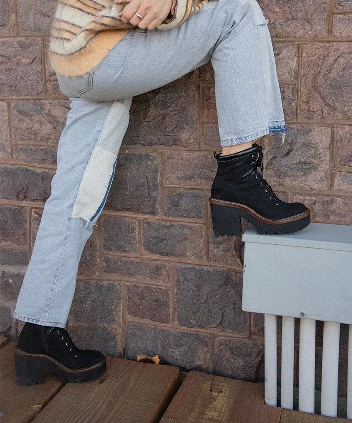 Dommie Boots Black Nubuck Women Dolce Vita Boots and Booties