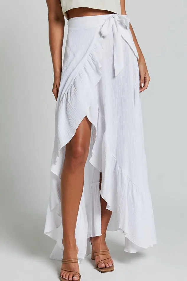 Donita Midi Skirt 8211 Muslin Wrap Skirt In White Women Showpo Skirts