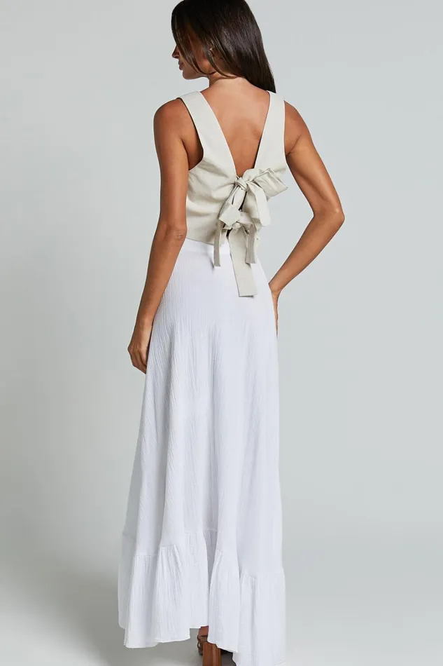 Donita Midi Skirt 8211 Muslin Wrap Skirt In White Women Showpo Skirts