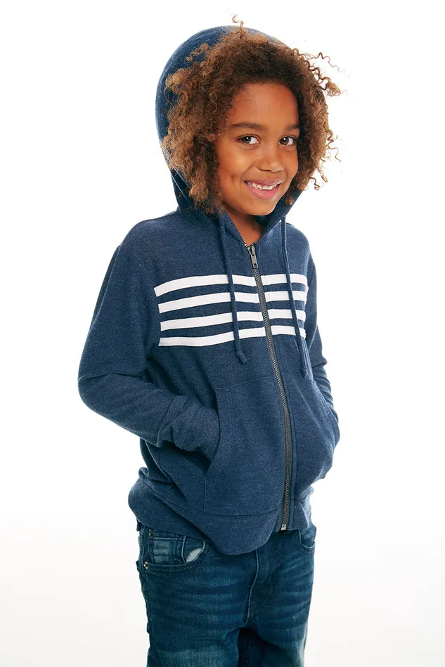 Dresses and Skirts Chaser Brand Boys Cozy Knit Long Sleeve Zip Up Hoodie with Strappings