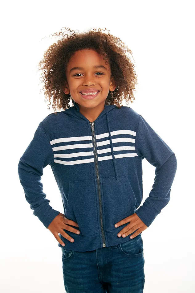 Dresses and Skirts Chaser Brand Boys Cozy Knit Long Sleeve Zip Up Hoodie with Strappings
