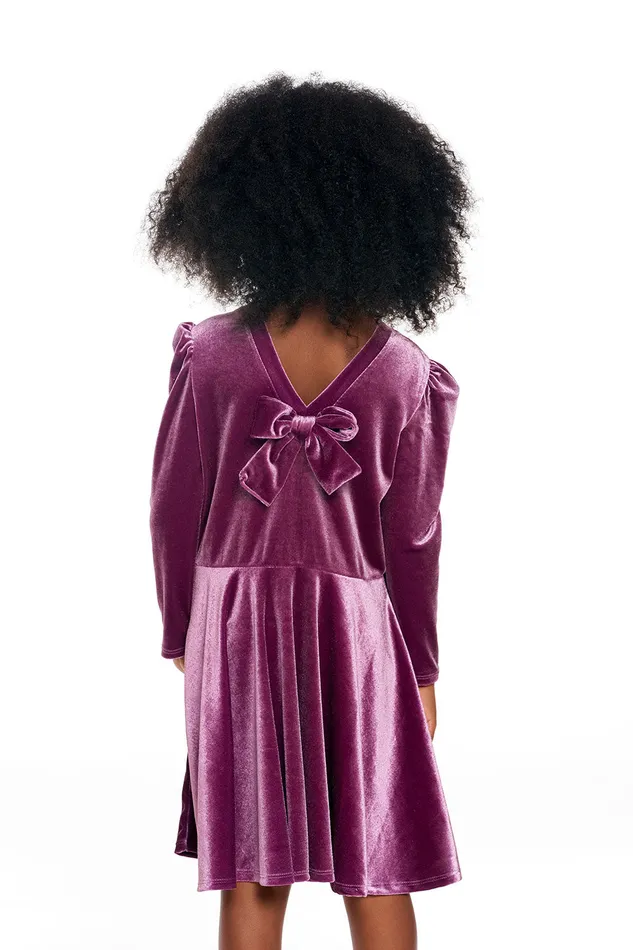 Dresses and Skirts Chaser Brand Girls Stretch Velvet Bow Detail Puff Sleeve Dress Dresses and Skirts Chaser Brand Girls Stretch Velvet Bow Detail Puff Sleeve Dress