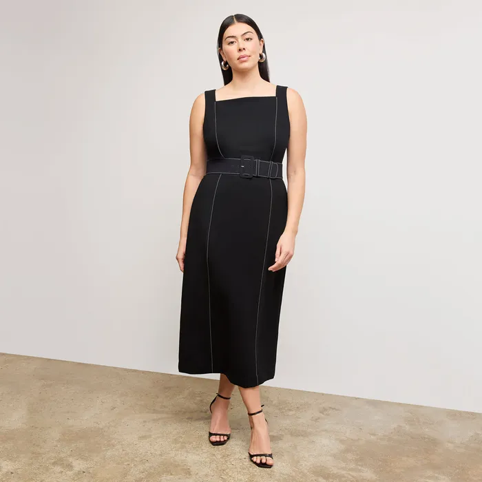 Dresses M M LaFleur Women The Carmela Streamline Dress 8211 Everyday Crepe with Topstitch Black With Topstitch