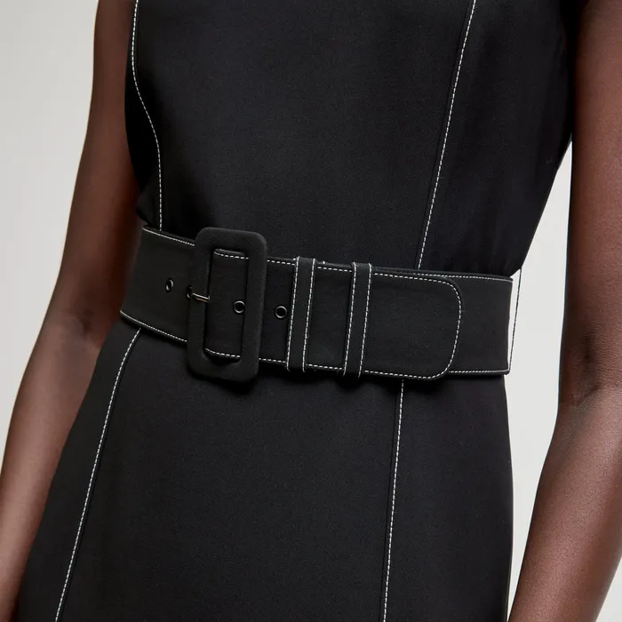 Dresses M M LaFleur Women The Carmela Streamline Dress 8211 Everyday Crepe with Topstitch Black With Topstitch
