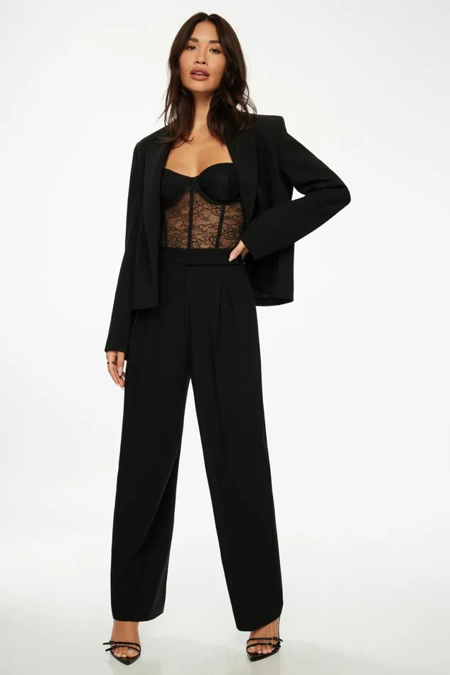 Dynamite Blazers and Vests Women Relaxed Long Sleeve Blazer Black