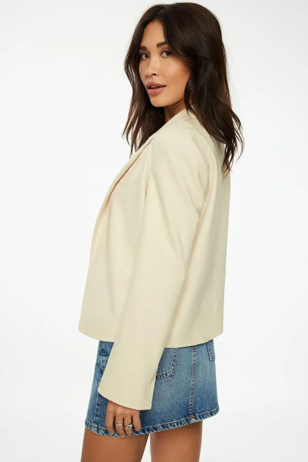 Dynamite Blazers and Vests Women Relaxed Open Blazer Beige
