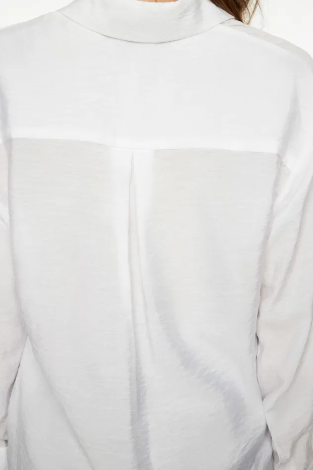 Dynamite Blouses and Tops Women Frida Oversized Airflow Shirt White