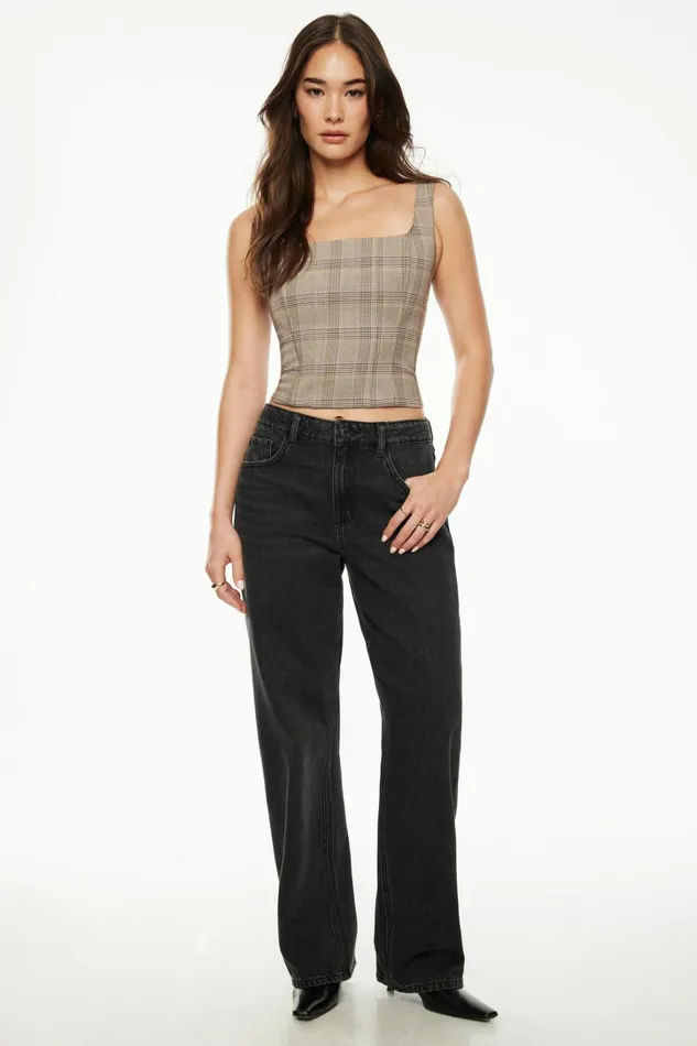 Dynamite Blouses and Tops Women Karla Square Neck Corset Top Brown