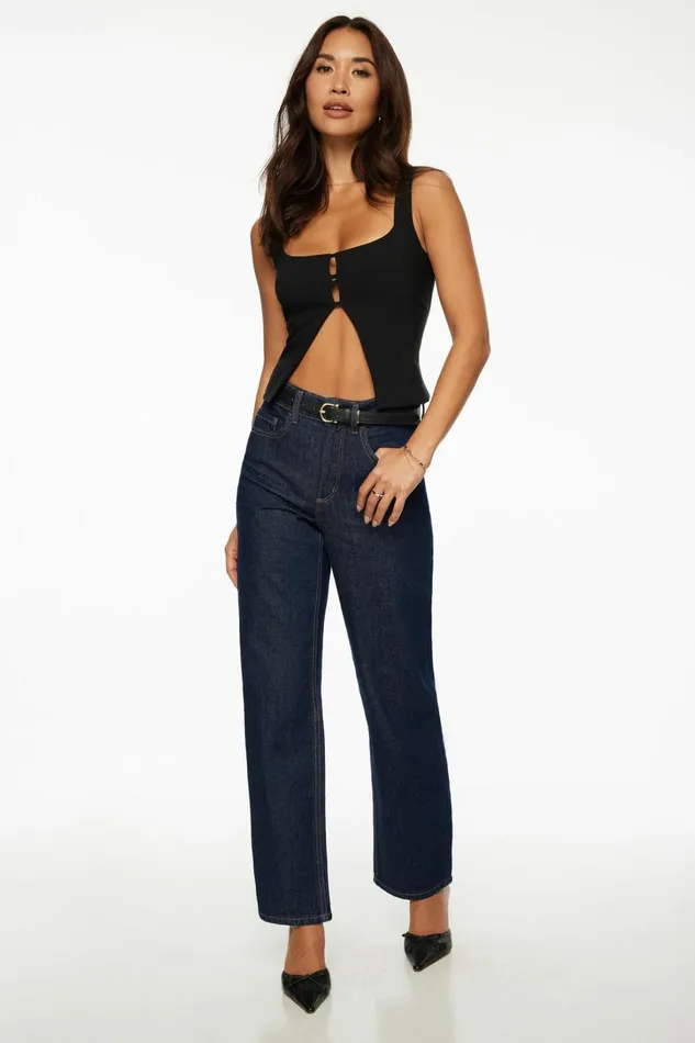Dynamite Blouses and Tops Women Open Front Tank Top Black