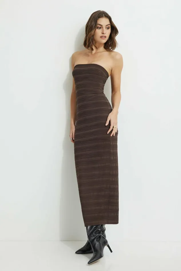 Dynamite Dresses and Jumpsuits Women Elyse Midi Tube Dress Brown