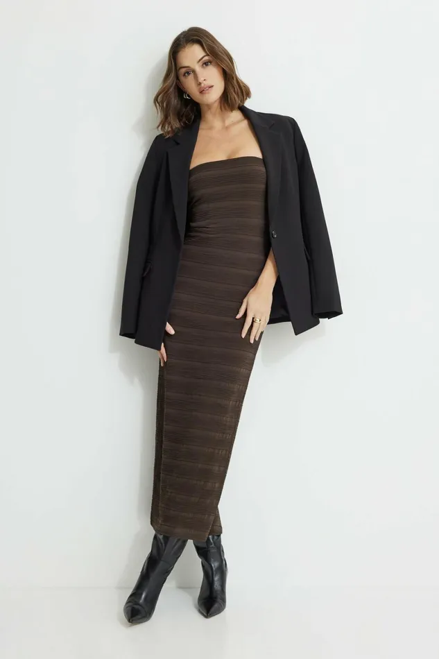 Dynamite Dresses and Jumpsuits Women Elyse Midi Tube Dress Brown