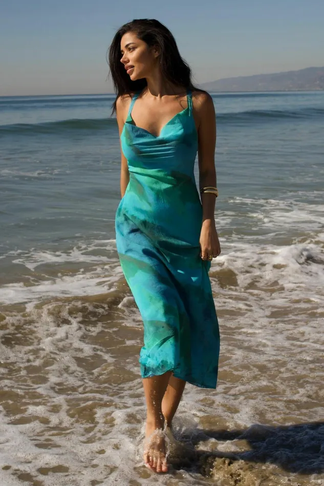 Dynamite Dresses and Jumpsuits Women Open Back Midi Dress Blue