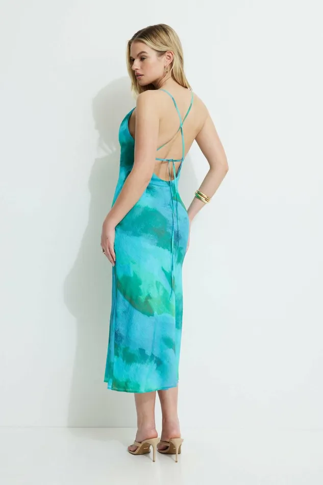 Dynamite Dresses and Jumpsuits Women Open Back Midi Dress Blue