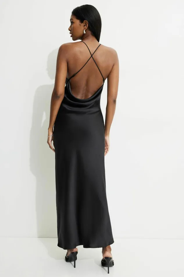 Dynamite Dresses and Jumpsuits Women Satin Slip Maxi Dress Black