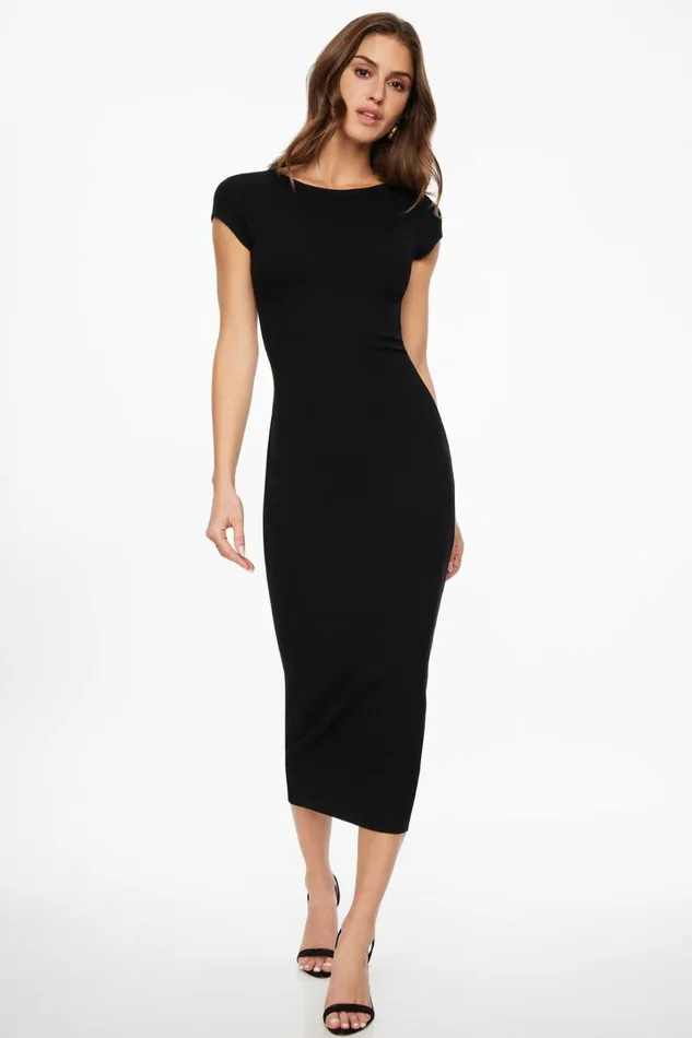 Dynamite Dresses and Jumpsuits Women Skye Open Back Midi Dress BLACK