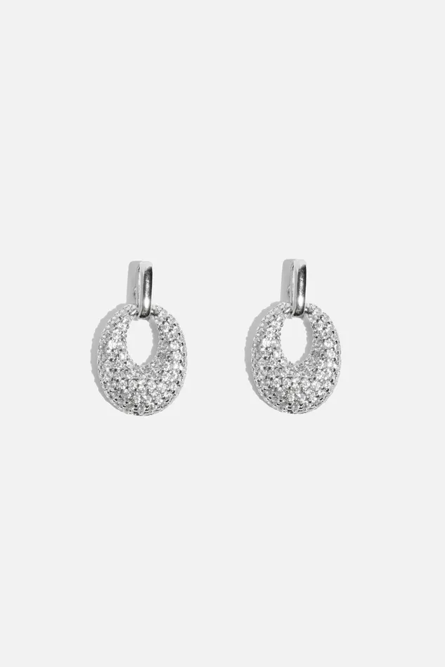 Dynamite Earrings Women Gemmed Mini Door Knocker Earrings Grey