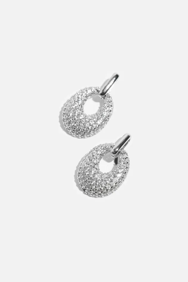 Dynamite Earrings Women Gemmed Mini Door Knocker Earrings Grey