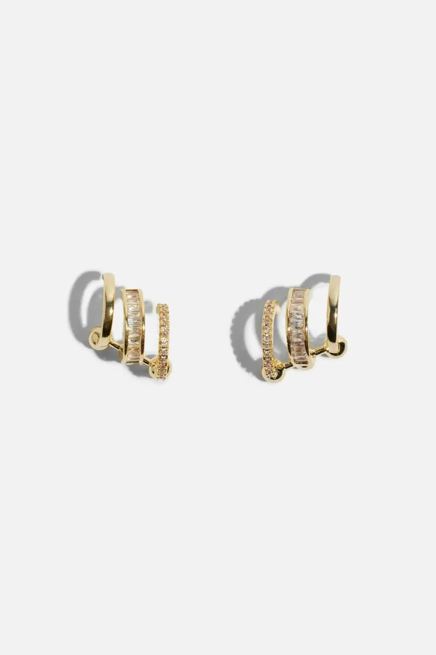 Dynamite Earrings Women Mini Baguette Ear Crawler Earrings White