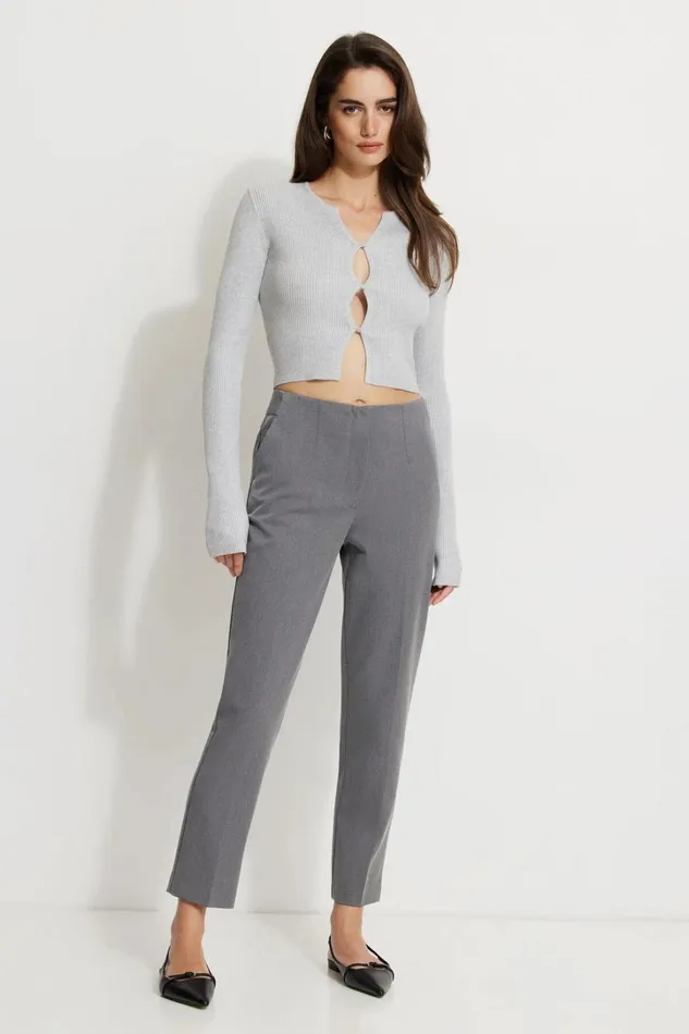 Dynamite Pants Women Emily Tailored Slim Ankle Pants Gray
