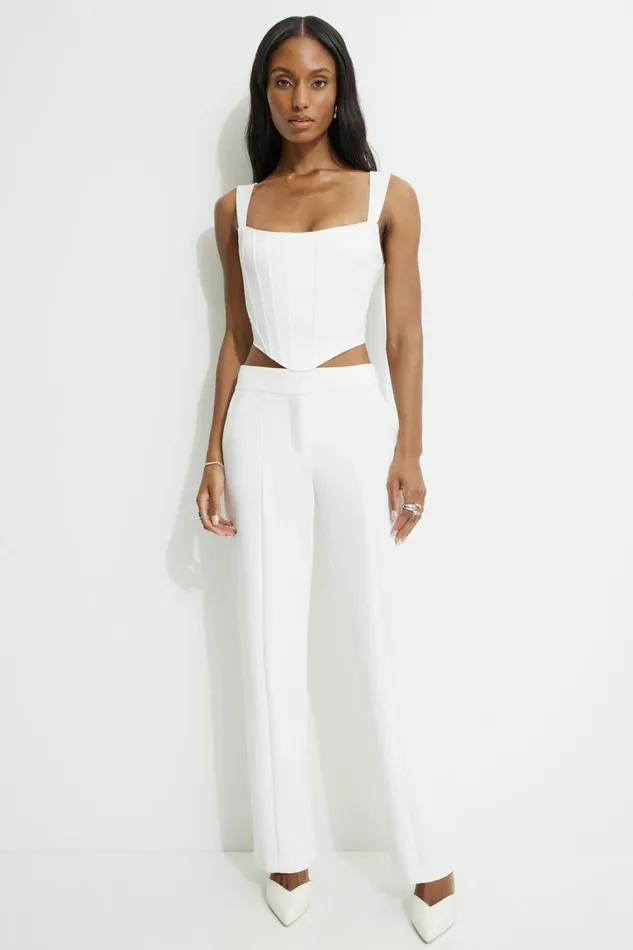 Dynamite Pants Women Mid Rise Straight Leg Pants WHITE