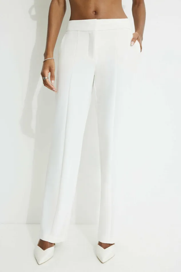 Dynamite Pants Women Mid Rise Straight Leg Pants WHITE