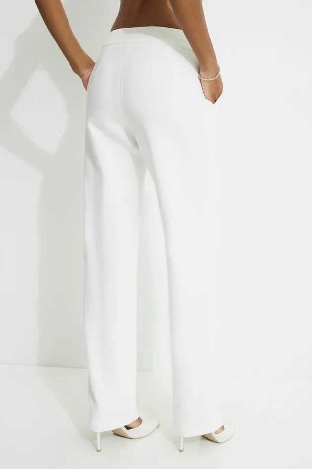 Dynamite Pants Women Mid Rise Straight Leg Pants WHITE