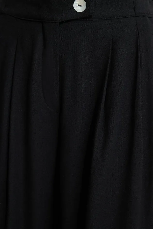 Dynamite Pants Women Pleated Linen Pants Black