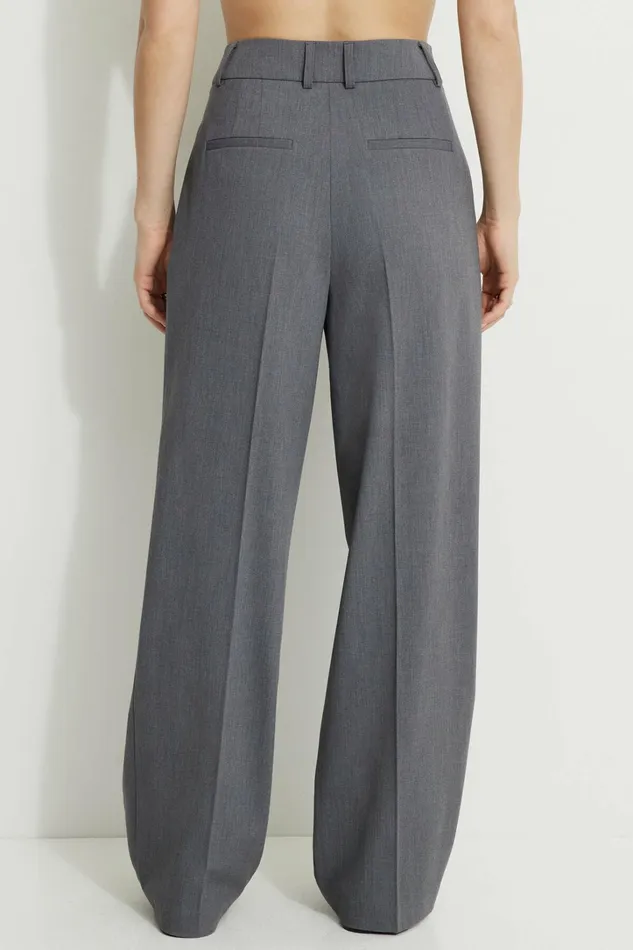 Dynamite Pants Women Sofia Pleated Straight Leg Pants Gray
